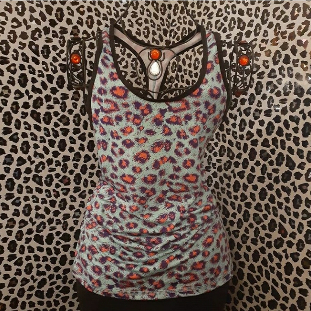 Teal&Pink leopard sports tank